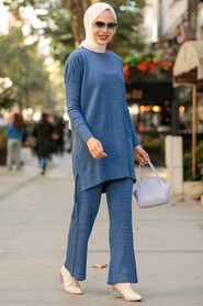  İndigo Blue Knitwear Muslim Dual Suit 33450IM - 2