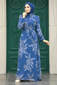  İndigo Blue Long Dress for Muslim Ladies 279310IM - 2