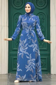  İndigo Blue Long Dress for Muslim Ladies 279310IM - 1