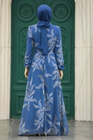  İndigo Blue Long Dress for Muslim Ladies 279310IM - 3