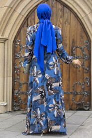  İndigo Blue Long Dress for Muslim Ladies 279322IM - 3