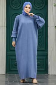  İndigo Blue Long Knitwear Dress 34293IM - 2