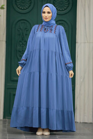  İndigo Blue Long Muslim Dress 8966IM - 2