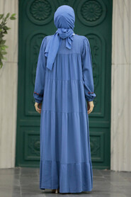  İndigo Blue Long Muslim Dress 8966IM - 3