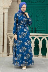  İndigo Blue Long Sleeve Dress 279082IM - 1