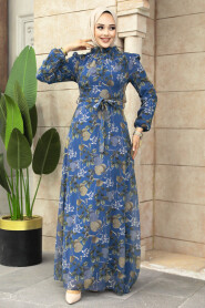  İndigo Blue Long Sleeve Dress 279327IM - 1