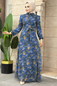  İndigo Blue Long Sleeve Dress 279327IM - 2