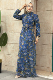  İndigo Blue Long Sleeve Dress 279327IM - 3