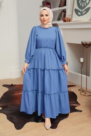  İndigo Blue Long Sleeve Dress 30301IM - NEVA STYLE