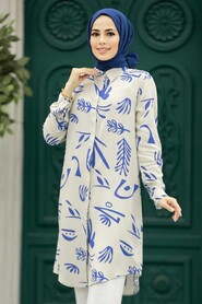  İndigo Blue Long Sleeve Tunic 11608IM - 1
