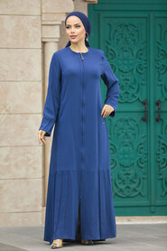  İndigo Blue Long Turkish Abaya 20018IM - 2