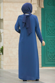  İndigo Blue Long Turkish Abaya 618IM - 4