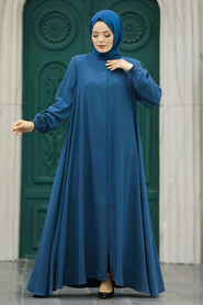 Neva Style - İndigo Blue Long Turkish Abaya 62536IM - Thumbnail
