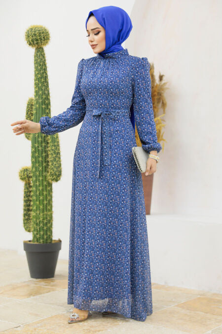  İndigo Blue Modest Dress 279311IM - NEVA STYLE