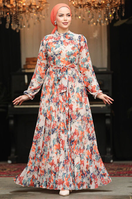  İndigo Blue Modest Floral Dresses 30065IM - NEVA STYLE