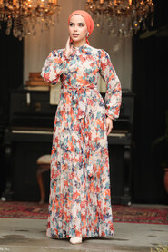  İndigo Blue Modest Floral Dresses 30065IM - 2