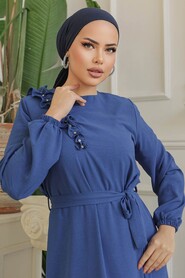  İndigo Blue Modest Long Dress 659IM - 3