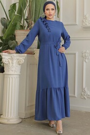  İndigo Blue Modest Long Dress 659IM - 1