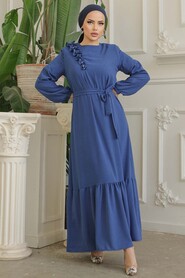  İndigo Blue Modest Long Dress 659IM - 2