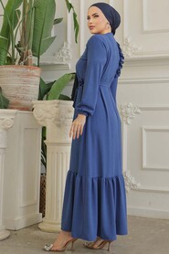  İndigo Blue Modest Long Dress 659IM - 4