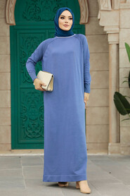  İndigo Blue Modest Mercerized Dress 10169IM - 3
