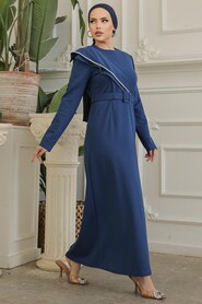  İndigo Blue Modest Prom Dress 664IM - Thumbnail