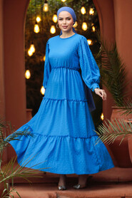  İndigo Blue Modest Summer Dress 3033IM - 2