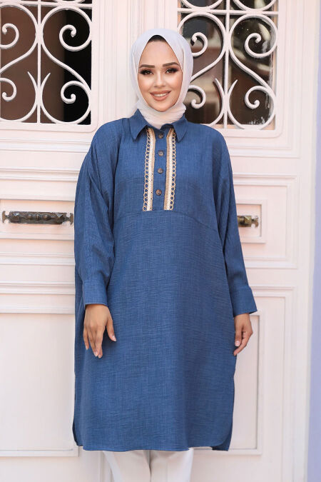  İndigo Blue Modest Tops 663IM - NEVA STYLE