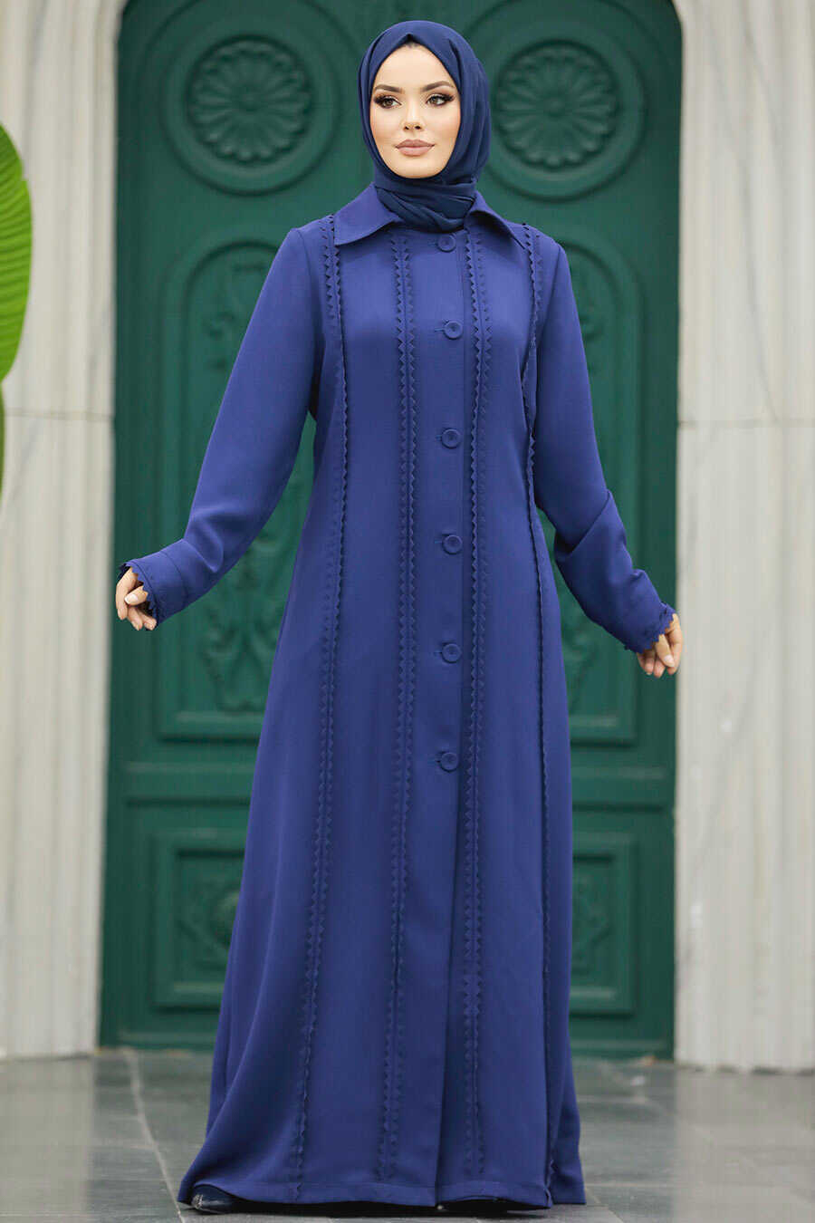 Neva Style - İndigo Blue Modest Turkish Abaya 10004IM
