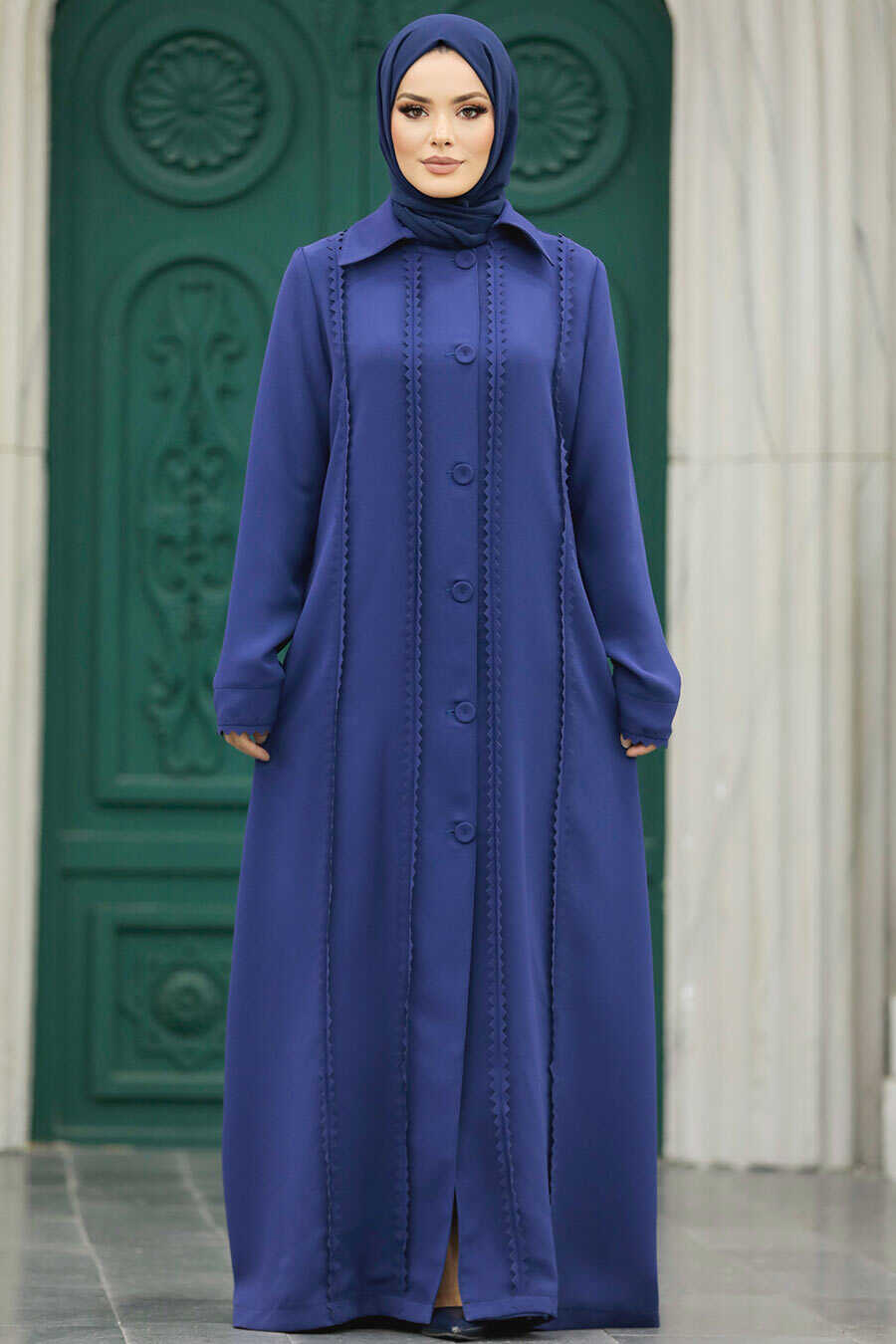 Neva Style - İndigo Blue Modest Turkish Abaya 10004IM
