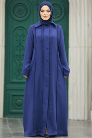 Neva Style - İndigo Blue Modest Turkish Abaya 10004IM - Thumbnail