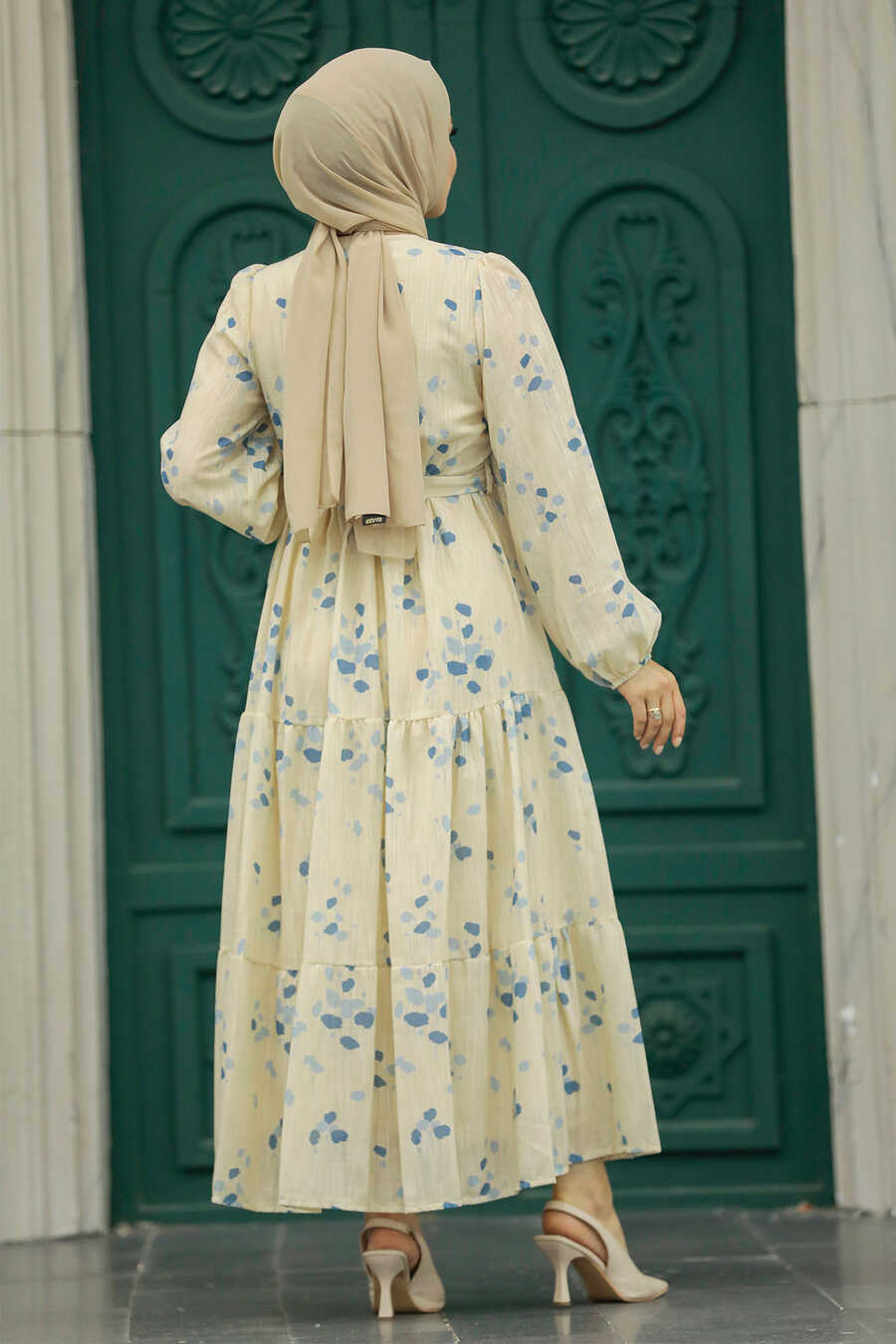 Buy Huaheng Womens Islamic Muslim Dress Long Sleeve Printed Ethnic Style  Long Dress 2XL Sky Blue at Amazon.in