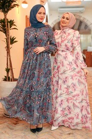  İndigo Blue Muslim Dress 3356IM - 4