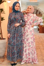  İndigo Blue Muslim Dress 3356IM - 5