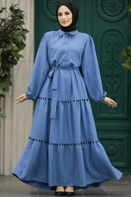  İndigo Blue Muslim Dress 5194IM - 1