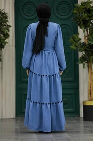  İndigo Blue Muslim Dress 5194IM - 2