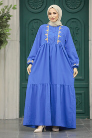 İndigo Blue Muslim Dress 8959IM - 1