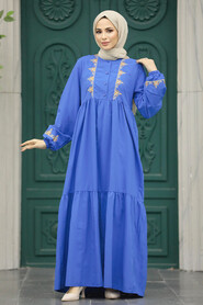  İndigo Blue Muslim Dress 8959IM - 2