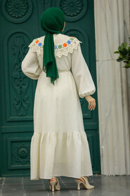  İndigo Blue Muslim Long Dress Style 13531IM - 4