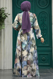  İndigo Blue Muslim Long Dress Style 30058IM - 3