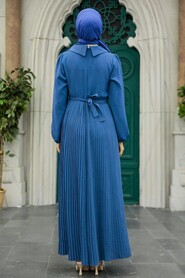  İndigo Blue Muslim Long Dress Style 34320IM - 3