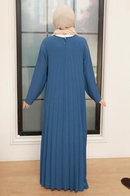  İndigo Blue Muslim Long Dress Style 76840IM - 2
