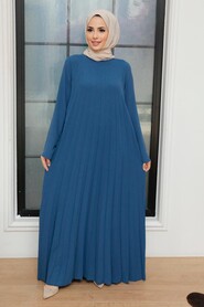  İndigo Blue Muslim Long Dress Style 76840IM - 1