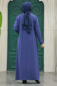  İndigo Blue Muslim Turkish Abaya 10077IM - 5