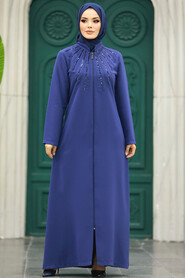 Neva Style - İndigo Blue Muslim Turkish Abaya 10077IM - Thumbnail