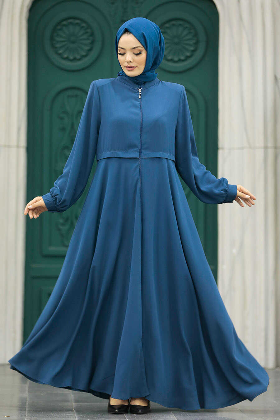 Neva Style - İndigo Blue Muslim Turkish Abaya 1102IM