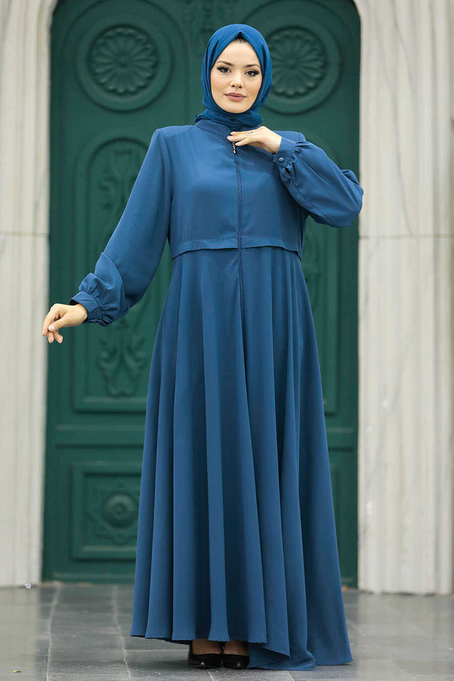 Neva Style - İndigo Blue Muslim Turkish Abaya 1102IM
