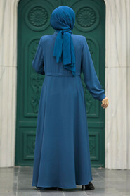 Neva Style - İndigo Blue Muslim Turkish Abaya 1102IM - Thumbnail