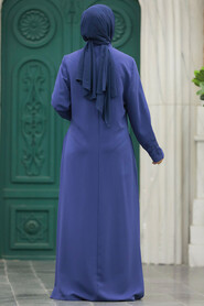  İndigo Blue Muslim Turkish Abaya 20952IM - 3