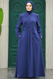  İndigo Blue Muslim Turkish Abaya 20952IM - 2